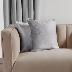 2 Pack Geo Matte Velvet Cushion Covers, Grey - 45 x 45cm