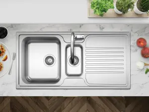 Clearwater Starline 1.5 Bowl and Drainer Stainless Steel Kitchen Sink 1000x500mm - SL150