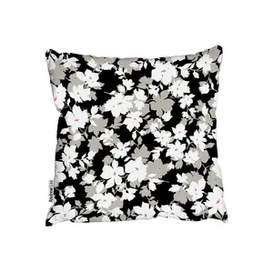 Cushions - Grey, White & Black Flowers (Cushion) / 60cm x 60cm