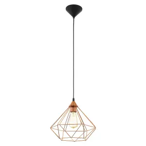 Hanging Ceiling Pendant Light Copper Wire Cage 1x E27 Hallway Feature Lamp