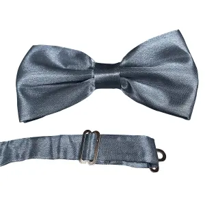 Light Grey Satin Polyester Bow Tie for Casual & Formal Wear, Wedding Party Accessory