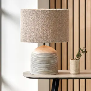 40cm Taupe Boucle Cylinder Table Lampshade Cosy Cream Floor Lamp Shade