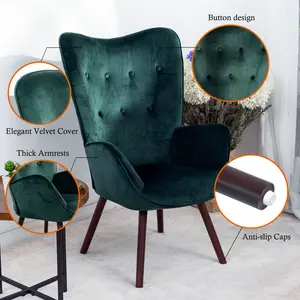 Garmon Velvet Armchair Green