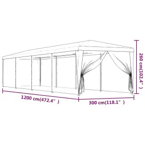 Berkfield Party Tent with 10 Mesh Sidewalls Anthracite 3x12 m HDPE