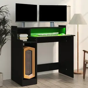 Berkfield Desk with LED Lights Black 97x45x90 cm Engineered Wood