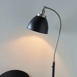 Luminosa Franklin Task Floor Lamp, Aged Pewter Plate, Matt Black Paint