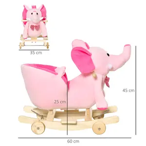 Adahy Plush Kid Ride on Elephant Rocker Pink