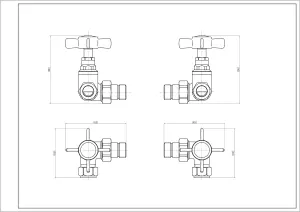 Right Radiators Traditional Cross Head Corner Heated Towel Rail Radiator Valves Black Pair