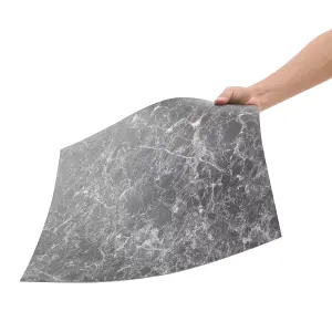 24Pcs Dark Grey 3D Stone Marble Effect Self Adhesive PVC Floor Vinyl Tiles Covering 5m²