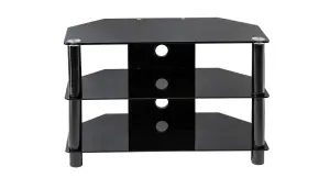 Essentials TV-Stand with 3 Shelves Black Glass ESS800/3-BLK