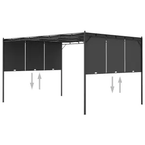 Berkfield Garden Gazebo with Side Curtain 4x3x2.25 m Anthracite