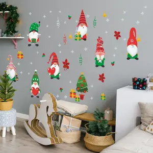 Xmas Gnomes and Snowflakes Christmas Wall Stickers Set - Pack of 5