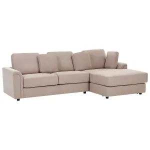 Left-Hand Corner Sofa with Ottoman KOHLO Taupe Fabric Left Hand