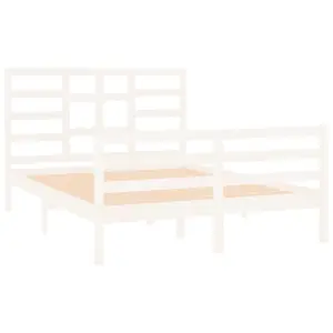 Berkfield Bed Frame White Solid Wood 135x190 cm 4FT6 Double