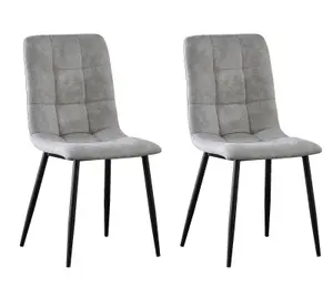 MCC Direct Henri Faux Suede Leather Dining Chairs Set of 2 Light Grey