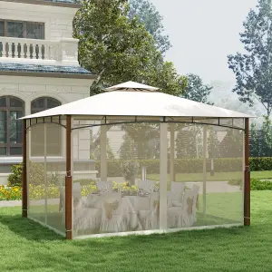 Costway 360 x 300cm Outdoor Gazebo w/ Netting Patio Metal Frame Sunshade Shelter