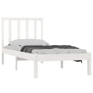 Berkfield Bed Frame White Solid Wood Pine 90x200 cm