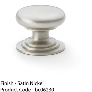 Stepped Round Door Knob - Satin Nickel 38mm Classic Kitchen Cabinet Pull Handle