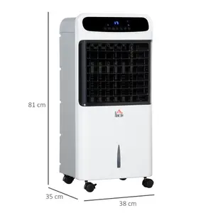 HOMCOM 32" Mobile Air Cooler, 12L Tank Evaporative Ice Cooling Fan Water Conditioner Humidifier Unit