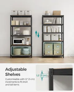 SONGMICS 5 Tier Shelving Unit, Industrial, Adjustable Shelves, High Load Capacity, Rustic Brown and Black