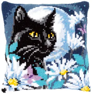 CUSHION CAT IN NIGHT - Cross Stitch Kit: Cushion: Cat in the Night - Vervaco