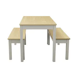 Ohio Dining Set Oak-Grey Table and 2 Benches