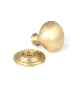 Satin Brass Mushroom Cabinet Knob 32mm