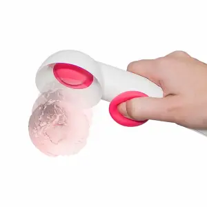 Ice Cream Scoop Fruit Cookie Dough Dessert Tool With Push Button White Pink Plastic