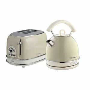 Ariete ARPK10 Vintage Retro Dome Kettle & Toaster Set, 1.7 Litre Kettle, 2 Slice Toaster, Beige