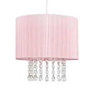 ValueLights Oba Pink Ceiling Pendant Droplets Shade and B22 GLS LED 10W Warm White 3000K Bulb