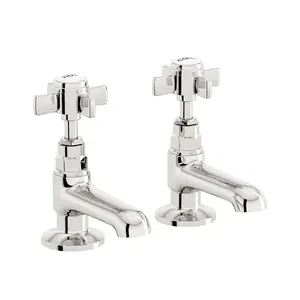 Nes Home Edwardian hot & cold twin basin taps full turn cross handle