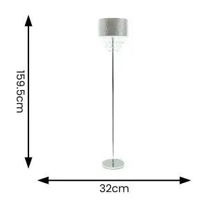 ValueLights Bonita Silver Glitter Droplet Shade Floor Lamp and LED Bulb