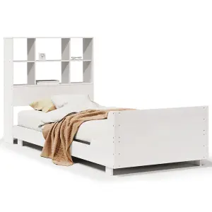 Berkfield Bed Frame without Mattress White 75x190 cm Small Single Solid Wood Pine