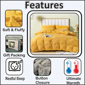 Teddy Fleece Duvet Cover set Ochre / King - 2 Standard Pillowcases