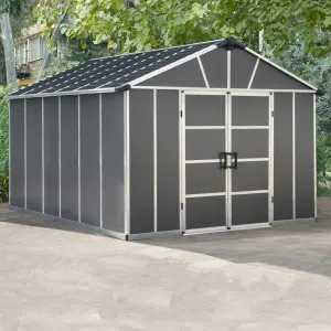 Palram - Canopia Yukon with Floor 11x13 ft Apex Dark grey Plastic 2 door Shed with floor