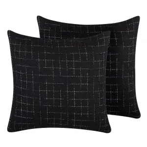 Set of 2 Cushions BELLFLOWER 45 x 45 cm Geometric Black