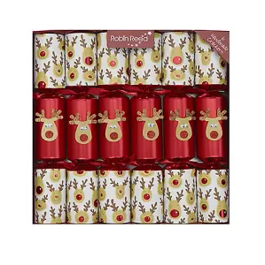 Robin Reed Christmas Crackers - Red Reindeer Racing Game - 13 Inch - 6 Pack