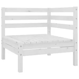 3 Piece Garden Lounge Set White Solid Pinewood