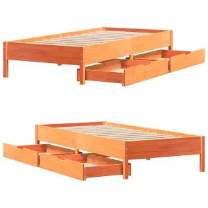 Berkfield Bed Frame without Mattress Wax Brown 100x200 cm Solid Wood Pine