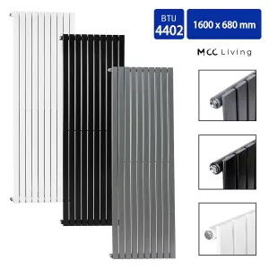 Designer Flat panel Single Radiator 1600x680 Anthracite by MCC