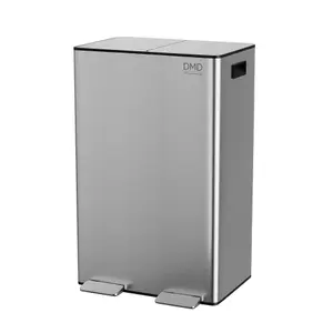 DMD Stainless Steel 60L Waste & Recycling Kitchen Bin, 2 x 30L Buckets & 3L Compost Bin, Soft Closure, Fingerprint Proof