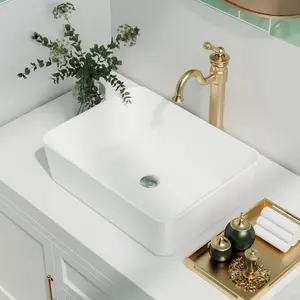 Ally 475mm x 375mm Ceramic Rectangular Countertop Basin Bathroom Sink White