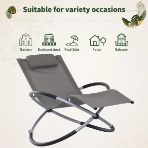 Outsunny Orbital Lounger Zero Gravity Patio Chaise Foldable Rock Chair w/ Pillow