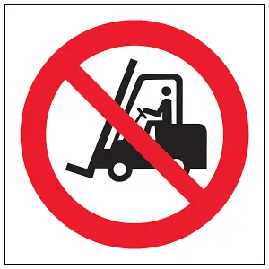 No Fork Lifts Logo Prohibited Sign - Rigid Plastic - 200x200mm (x3)