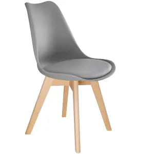 Dining Chairs Frederikke Set of 6 - padded, ergonomic shape - grey