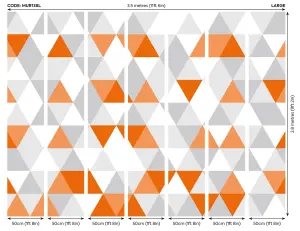 Origin Murals Geometric Orange, Grey & White Triangle Matt Smooth Paste the Wall Mural 350cm wide x 280cm high