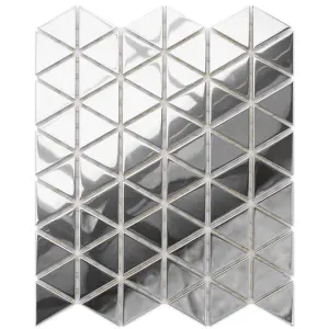 Glass mosaic on mesh for bathroom or kitchen 263mm x 303mm - Mirror Reflection