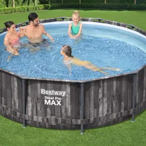 Bestway Steel pro max Swimming pool with pump (L) 3.66m x (H) 100cm