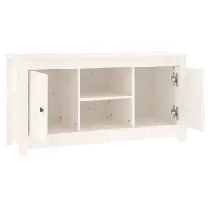 Berkfield TV Cabinet White 103x36.5x52 cm Solid Wood Pine