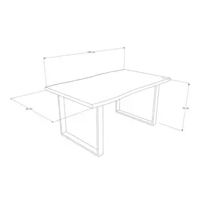 Norman Dining Table Unfinished / H90 x L180 x W40cm